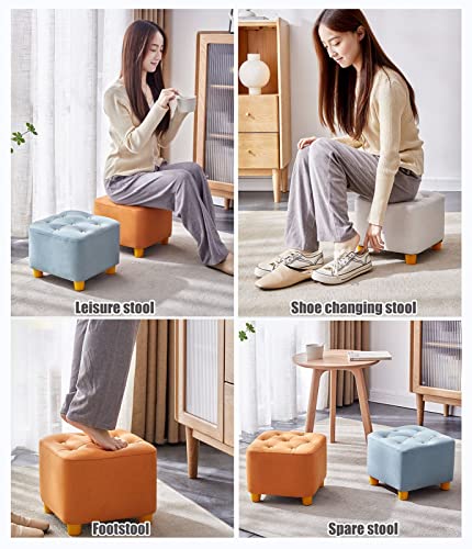 Pouf cube repose-pieds bleu pour salon et chambre - 7