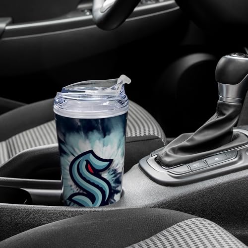 Image of Rico Industries NHL Hockey Team Color Tie Dye 24oz Metallic Acrylic Tumbler with Hinged Lid, Officially Licensed Double Wall Tumbler with Straw
