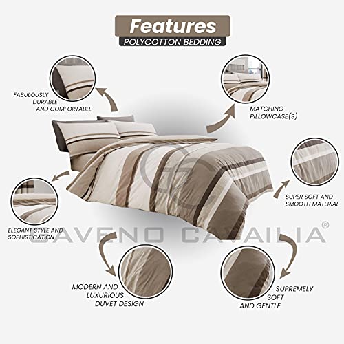 Gaveno Cavailia Hudson - Set di Biancheria da Letto, Poliestere/Cotone, Colore Naturale, Doppio (Copripiumino 200 x 200 cm + 2 federe 50 x 75 cm)