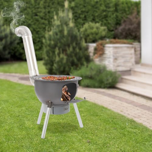 Estufa de madera portátil para tienda de campaña, estufa multifunción, estufa de madera para camping, con bandeja colectora de cenizas y tres anillos de wok de diferentes tamaños, para actividades al