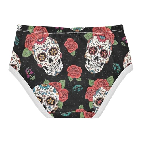 Colorful Skulls Vibrant Floral Black Toddler Underwear Floral 2t Cotton Panties for Girl Funny Kids Undies Briefs2