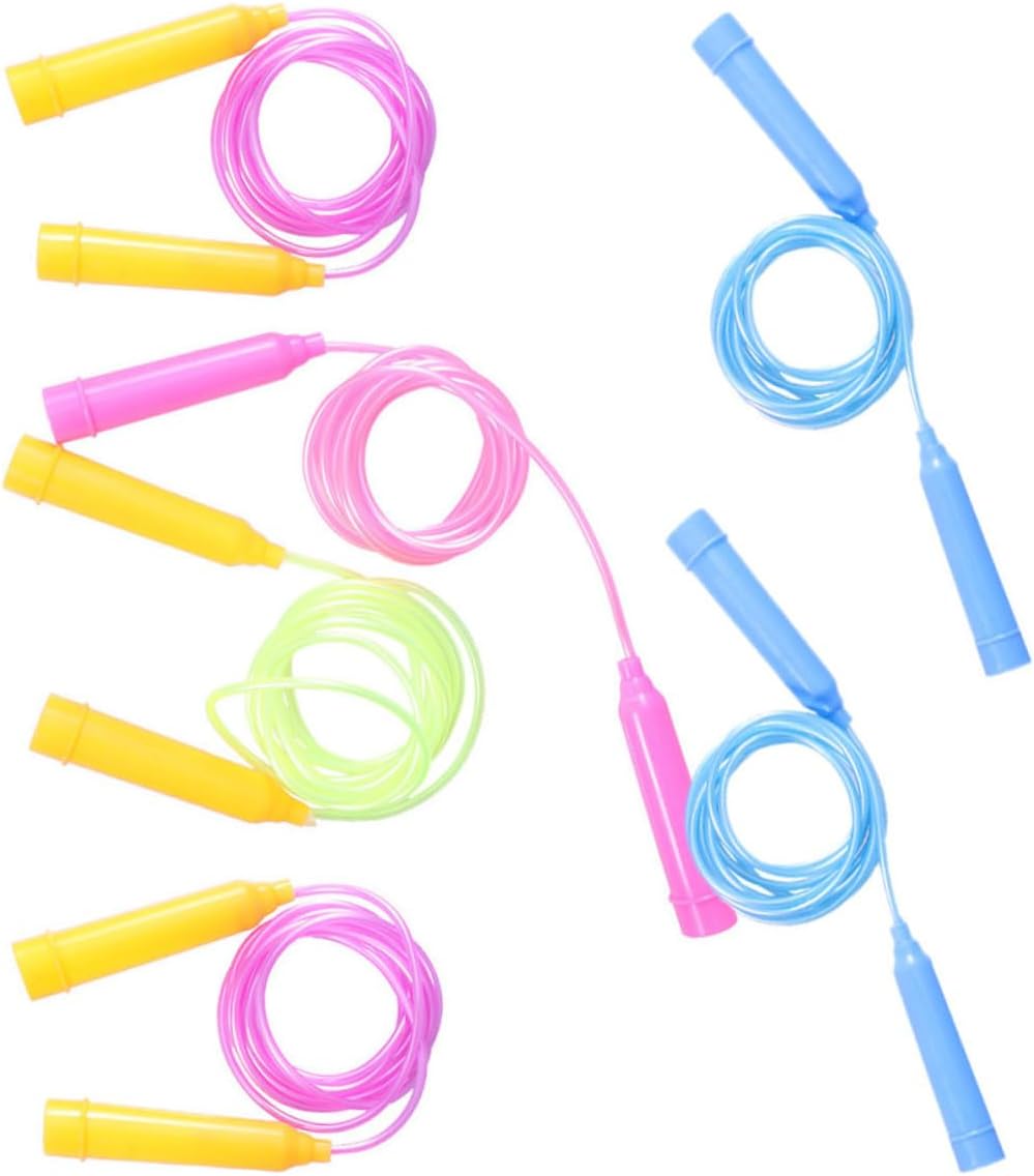 6PCS Adjustable Jump Ropes for Kindergarten and Primary Students Exercise Skipping Ropes for Cardiovascular Fitness and Outdoor Sports Activities Random Color
