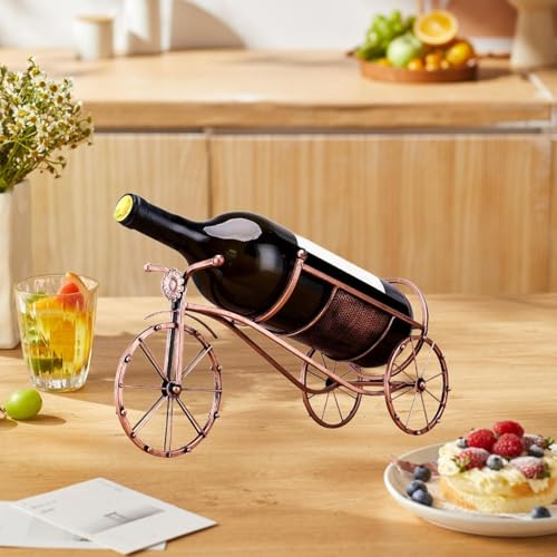 Casier à vin en fer pour 3 bouteilles | Support de table noir décoratif - 8