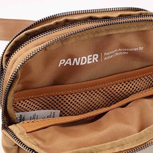 Image of Pander Everywhere Belt Bag for Women, 5 Zipper Pockets Nylon Crossbody Fanny Pack Purse (Caramel Burnt).