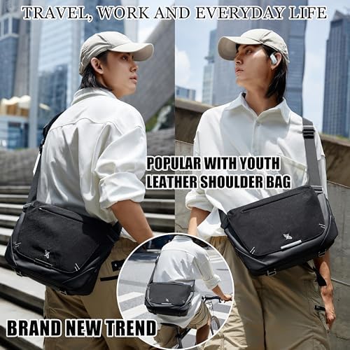 FSD.WG Men's Shoulder Bag Crossbody Messenger Bag for Casual Day Use - Fit 12" iPad