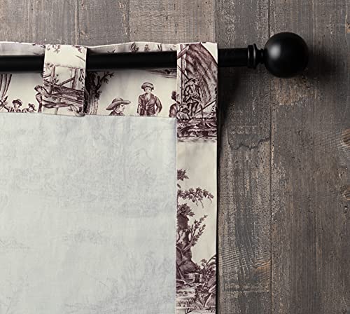 Image of Maison d' Hermine Curtains for Living Room 100% Cotton 50 inchx84 inch (Pack of 1) | 84 inches long Light Filtering Toile Curtains for Windows with Rod and Loop Pockets - Calais - Charcoal