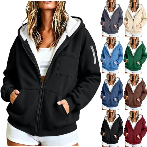 Cethrio Checkered Sherpa Jacket Sherpa Lined Jacket Women Winter Oversized Fleece Jackets with Zip Pockets Fall Womens Clothes 2026 Chaquetas Para Mujer Vacation Capsule Wardrobe - image 1