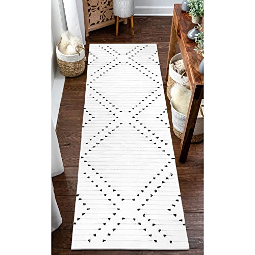 Livebox Kitchen Runner Rug 2'X8' Washable White Rug For Entryway,Woven Cotton Long Area Rug For Hallway, Moroccan Indoor Carpet For Laundry Room Bedroom Bathroom #TOP6