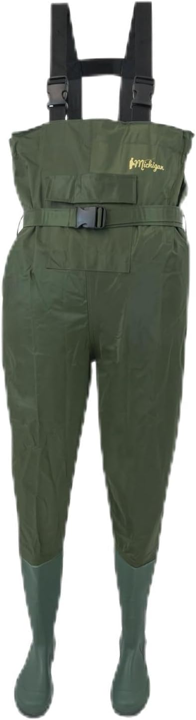 Waterproof Olive Green Fishing Chest Waders with Belt for Fly Coarse Fishing Duck Hunting Size 6-12