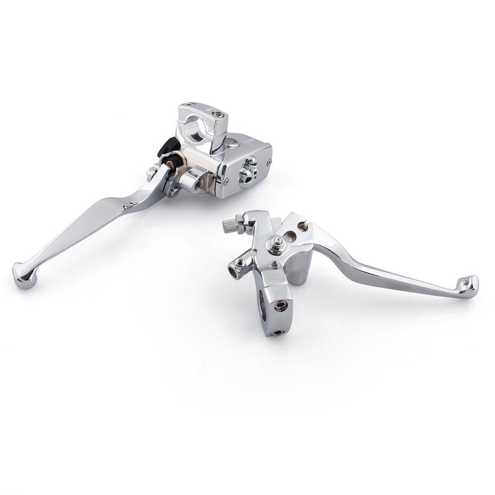 Areyourshop Chrome 1" Skull Reservoir Brake Clutch Levers for Kawasaki Vulcan 800 1500 1600 2000, for Magna 750 Shadow 600 VLX DLX /VT600, for Suzuki Volusia 800 M50 Boulevard