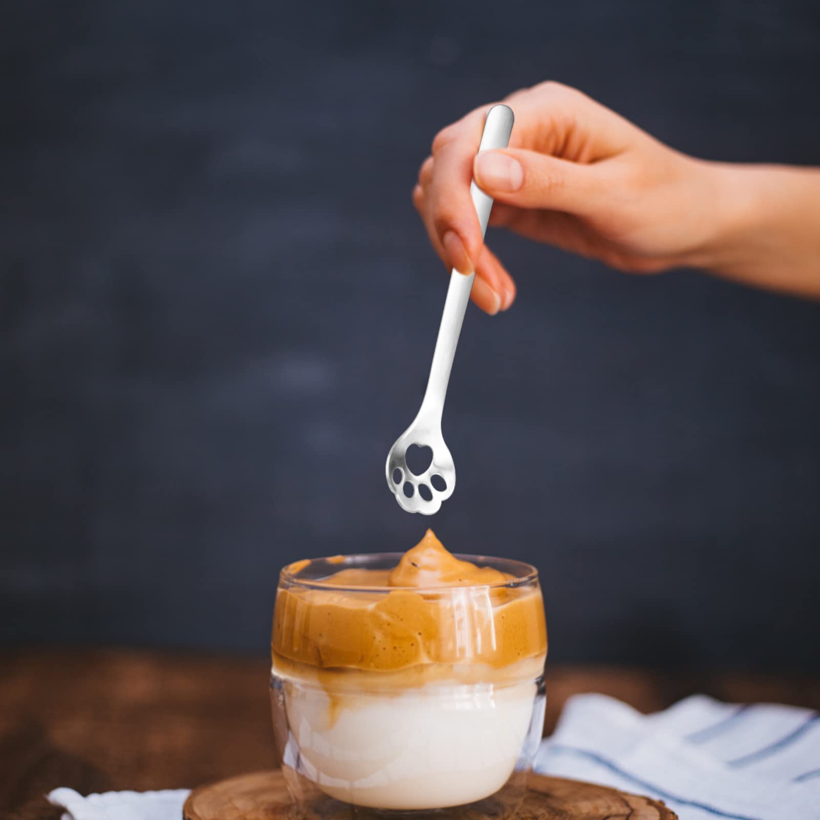 Set Di 4 Cucchiaini Da Caffè In Acciaio Inox Con Design A Gatto, Cuori E Stelle - Per Bevande E Dessert - Foto 5