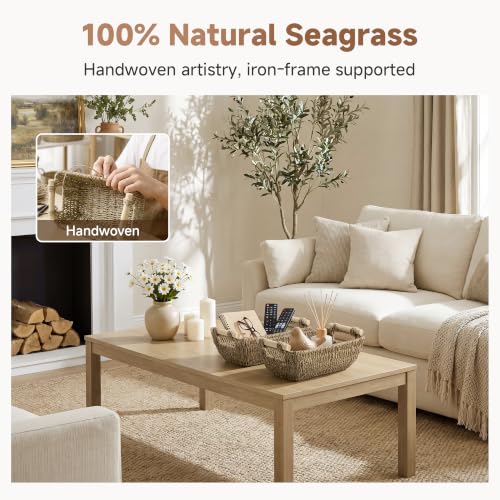StorageWorks-Small-Baskets-for-Shelf-Seagrass-Woven-Basket-for-Gifts-Wicker-Storage-Baskets-for-Shelves-Baskets-with-Wooden-Handles-2-Pack-Gifts-Basket-for-Home-Decor-Hand-Woven-Basket