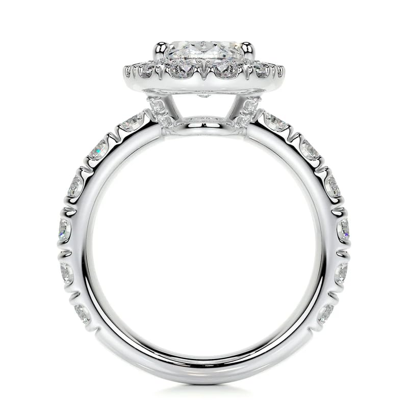 4 Carat (ctw) Oval Moissanite Engagement Rings for women platinum plated silver Ring Moissanite Rings4