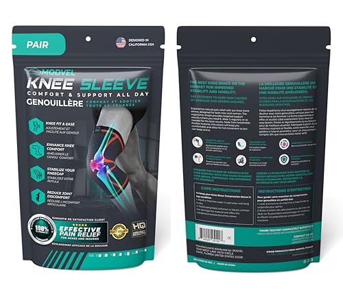 Image of Modvel Compression Knee Brace for Women & Men - 2 Pack Knee Brace for Women Running Knee Pain, Knee Support Compression Sleeve, Workout Sports Knee Braces for Meniscus Tear ACL & Arthritis Pain Relief
