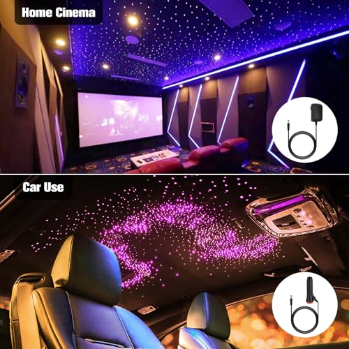 Image of CHINLY Twinkle Starlight Headliner Kit 548pcs 9.8ft 0.03in Starlights RGBW Fiber Optic Lights, APP+Remote Control Star Headliner Kit, Car Star Lights for Car Roof