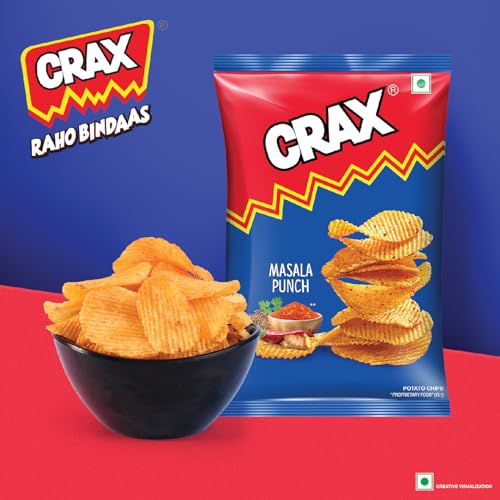 Image of Crax Potato Chips Masala Punch 85g /95g (weight may vary) (Pack of 3)