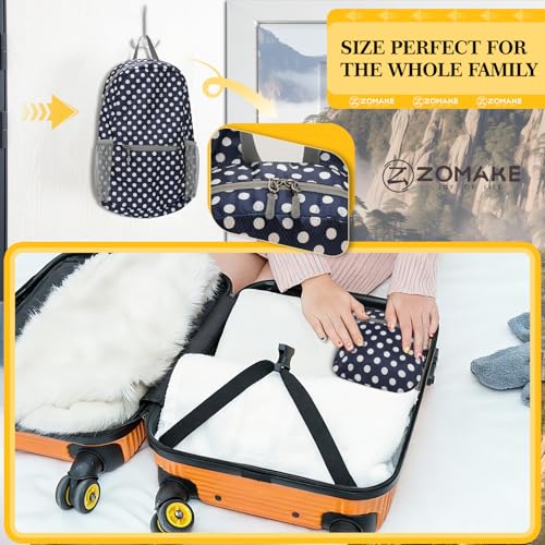 Image of ZOMAKE Ultra Lightweight Hiking Backpack 20L, Packable Small Backpacks Water Resistant Daypack for Women Men(Blue, White Polka Dot)