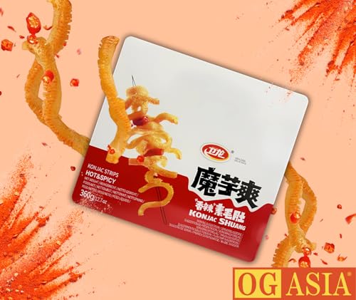 WEILONG Shuang Konjac Strips – Scharf & Würzig – Veganer Asia Snack aus Konjak Wurzel – Kalorienarm & Geschmackvoll – OG ASIA – 360g