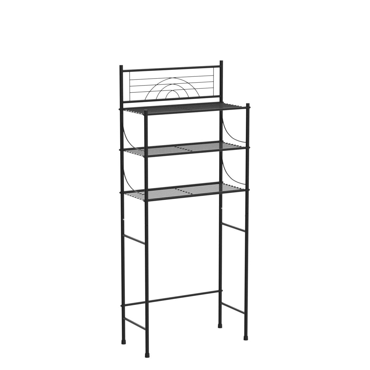 MALLBOO Waschmaschinenregal & Toilettenregal Überbau 65 cm – 3 Ebenen Badregal stehend aus Metall mit X-Stabilisierung – Platzsparender Waschmaschinenschrank & Badezimmer Organizer, Schwarz