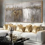 Abstract Hanging Art Grey and Gold Poster Print Neutral Decorative Pictures 36'x70' Poster for Bedroom Artwork for Office