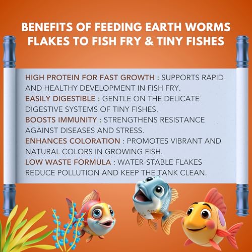 Image of Earth Worm Flakes 25g Fish Food with 55% Protein for Guppy,Betta Fish,Guppy Fries,Tetra and All Types of Tropical Fishes and All Life Stage