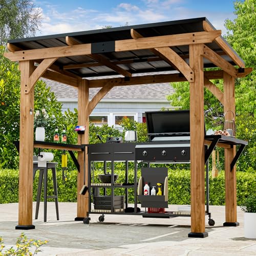 Modern Shade Grill Gazebo 6' X 8', Cedar Wood Gazebo...