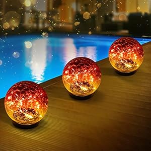Solar Globes Lights Outdoor Garden Decor Solar Balls for Garden 3 Pack for Outdoor Decor Decorations Pathway Patio Yard Lawn Medium 3 Pack Gradient Red