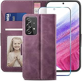 YATWIN Compatible with Samsung Galaxy A53 5G Case, Flip Wallet Leather Case with Screen Protector and Card Slot Kickstand Phone Cases Cover for Samsung A53 - Wine Red