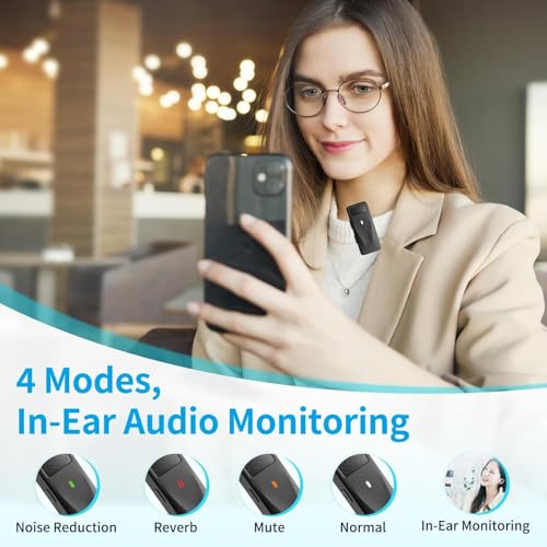Image of MAYBESTA Mini Wireless Lapel Lavalier Microphone for Android Phone USB C iPhone 15 2 Pack with Charge Case, Noise Canceling- Lav Mic, Clip On Microphone for Podcast Video Recording (MB30)