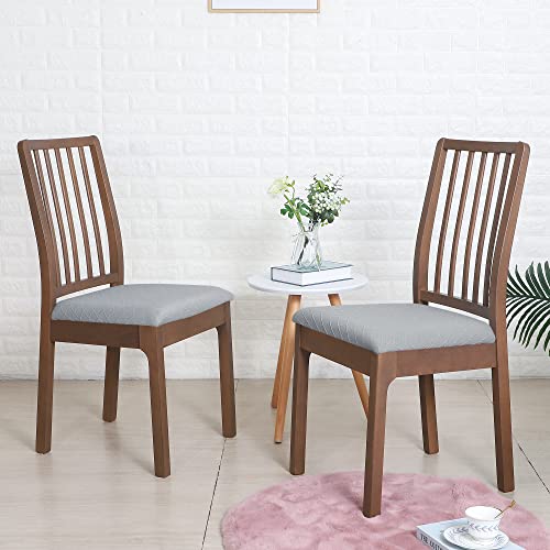 Forcheer Waterproof Seat Covers For Dinning Room Chairs Set Of 4,Jacquard Stretch Dining Chair Slipcover Kitchen Chair Covers Washable, Light Grey #TOP1