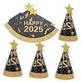Genérico 6 Piezas sombrero de papel dorado negro cono favor equipo tapa borla Gorro de fiesta sofisticado Sombrero de fiesta de diseño único gorras de nochevieja fuentes del partido nye