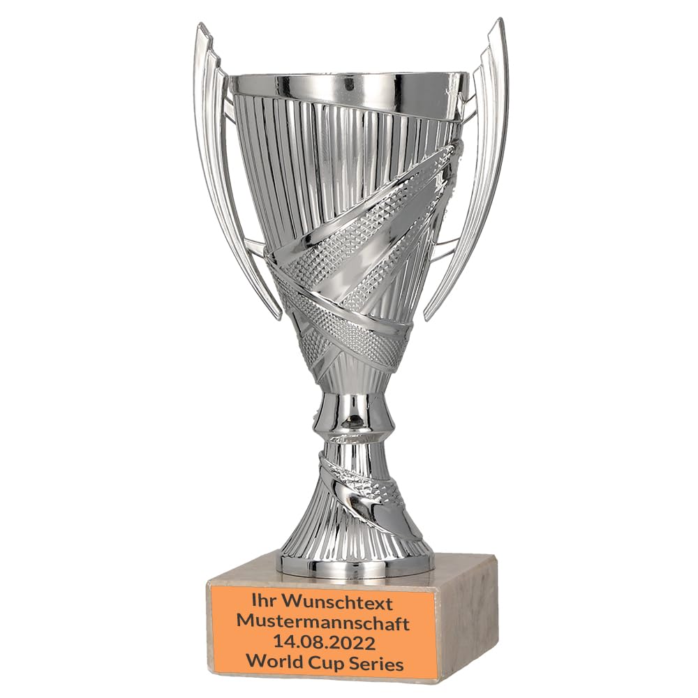 Coupe Trophée Personnalisable En Métal Avec Socle En Pierre - 23 Cm, 278 G - Pour Tournois, Football, Récompenses - 7