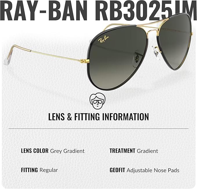 Image of Ray-Ban RB3025JM AVIATOR FULL COLOR LEGEND Pilot Shaped Sunglasses for Men & Women with Official RAYBAN Eyewear Kit