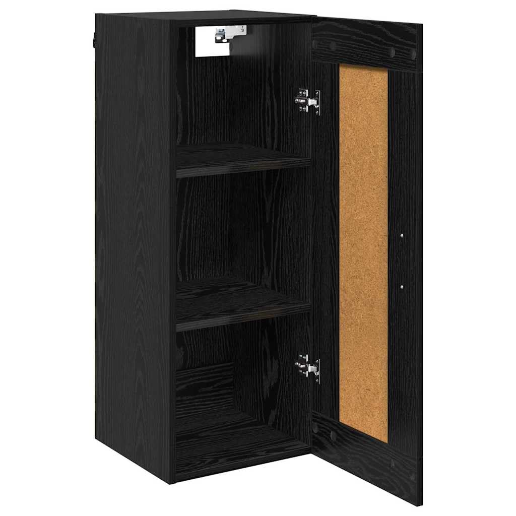 Armadietto da parete nero effetto rovere, 34,5 x 34 x 90 cm