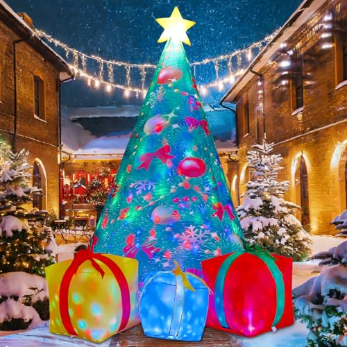 Aufblasbarer Weihnachtsbaum mit bunten Geschenkboxen – 2,1 m
