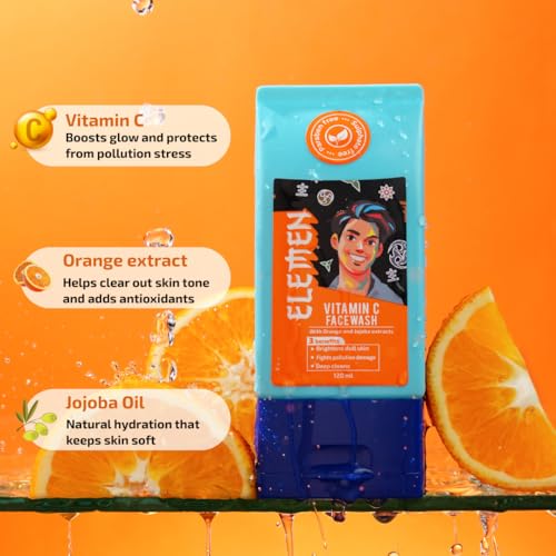 Image of Elemen Vitamin C Face Wash for Boys (120ml) | De-tan & Glow Face Wash for Teens | Tan Removal & Skin Brightening | Gentle for Kids 10-18 Yrs | Sulfate Free