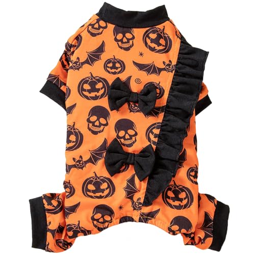 Dog Halloween Pajamas for Small Medium Breeds, Pumpkin Ghost Dog Onesies, Halloween Pet Outfit Clothes, Soft 4-Way Stretch Doggie Pjs Costumes for Halloween Party Photos - image 1