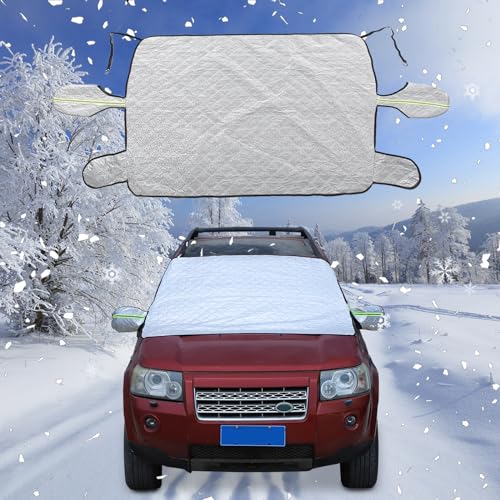Image of Windshield Snow Cover Compatible with LR Freelande2 2007-2012, Car Snow Cover, Front Windshield Sunshade, Exterior Windscreen Sun Shade, UV-Rays Sun Ice Snow Frost Protector, 4-Layer Windshield Cover