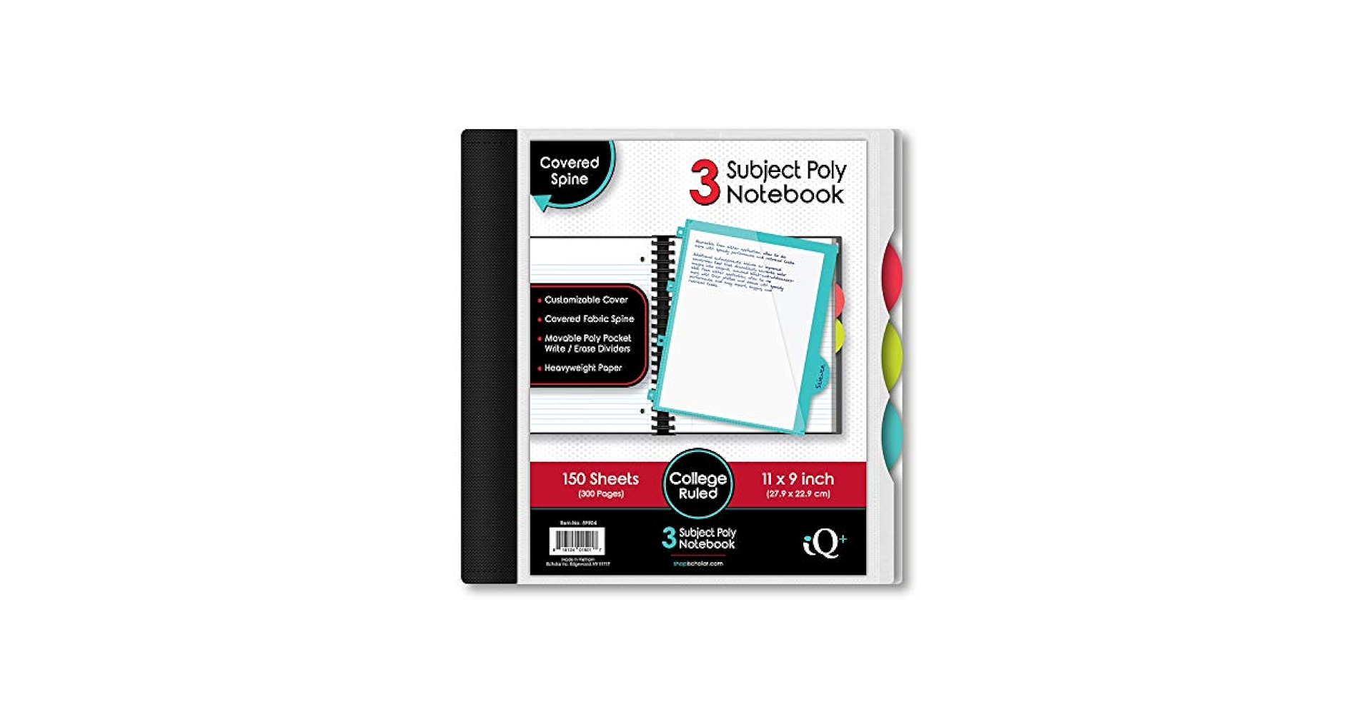 Amazon.com : iQ 3-Subject Poly Cover Wirebound Notebook
