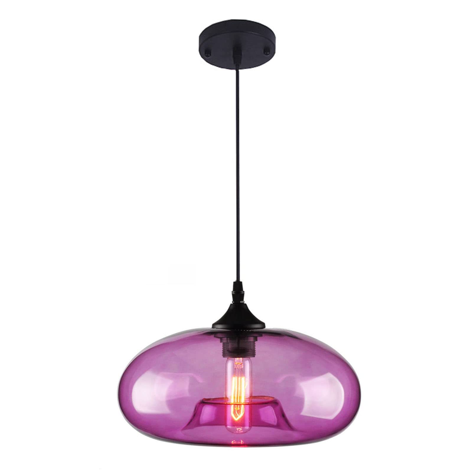 S-Cevada 11" Industrial Vintage Colorful Glass Pendant Lighting 1-Light Farmhouse Loft Bar Ceiling Hanging Lamp Kitchen Island Dining Room Bedroom