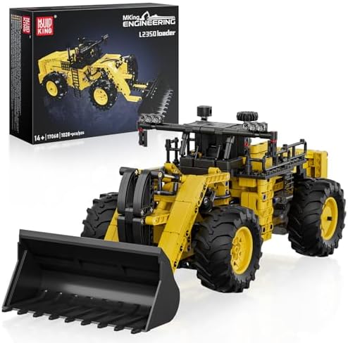 Mould King 17068 Baggerlader Bausatz, Pneumatisches System mit Pumpe und Schaltern Radlader, Technik-Modell aus der Bauernhof-Serie ab 14 Jahren, 1028 Teile