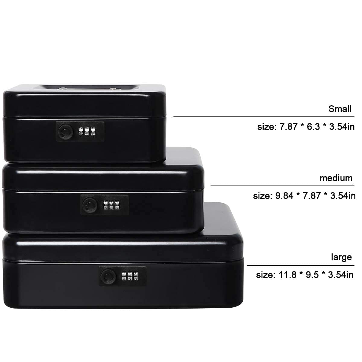 Geldkassette mit Zahlenschloss, Metall Spardose für Bargeld, Lovndi Schlossbox mit Geldfach, 9,84 x 7,87 x 3,54 Zoll, Schwarz