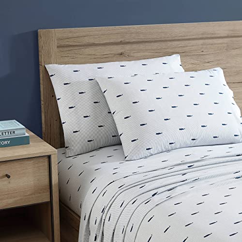 Nautica - Full Size Sheet Sets, Cotton Percale Bedding, Crisp & Cool, Coastal Home Decor (Whale Stripe Blue, Full) - Image 3