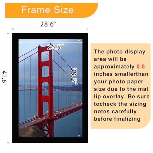 Image of BESCRCL 27x40 Poster Frame for Wall Display with HD Plexiglas, Engineered Wood for 27 x 40 Picture, Black, 1 Pack