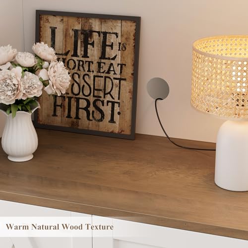 HOSTACK 71" Tall Pantry Cabinet, 55" Wide Kitchen Pantry Storage Cabinet, Large Kitchen Hutch with 2 Microwave Stands, Farmhouse Coffee Bar Station with Doors and Shelves for Dining Room, White