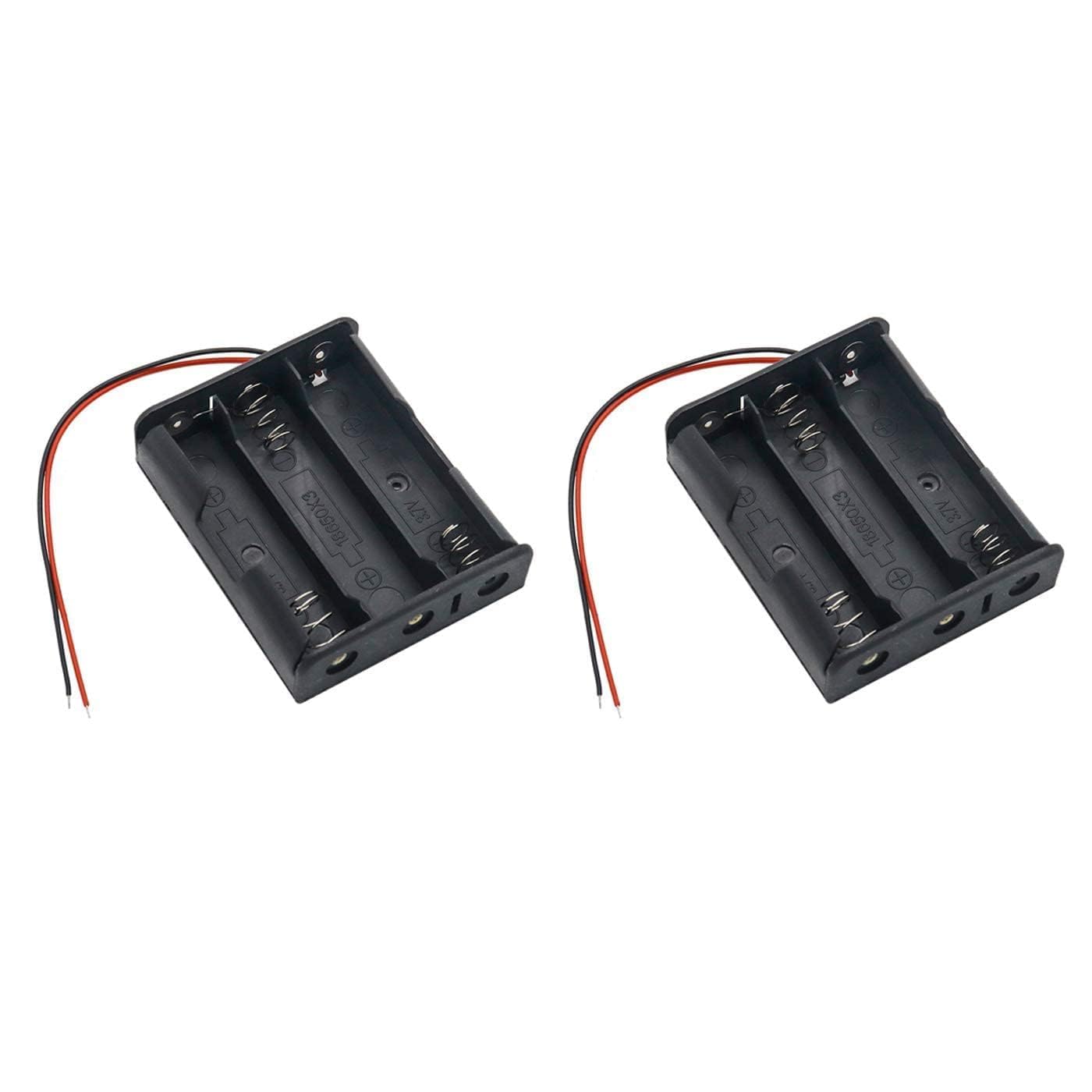 18650 Battery Holder with Wire Leads, Single Cell Plastic Case, Black (10, 3 Slot Holder)-image-24