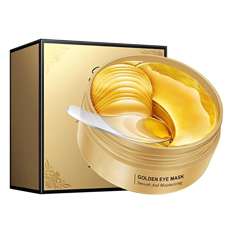 60 Parches de Colágeno para el Contorno de Ojos contra Ojeras, Bolsas & Líneas de Expresión – Mascarilla Anti-Edad Hidratante y Descongestionante para el Contorno de Ojos (30 Pares, Dorado)