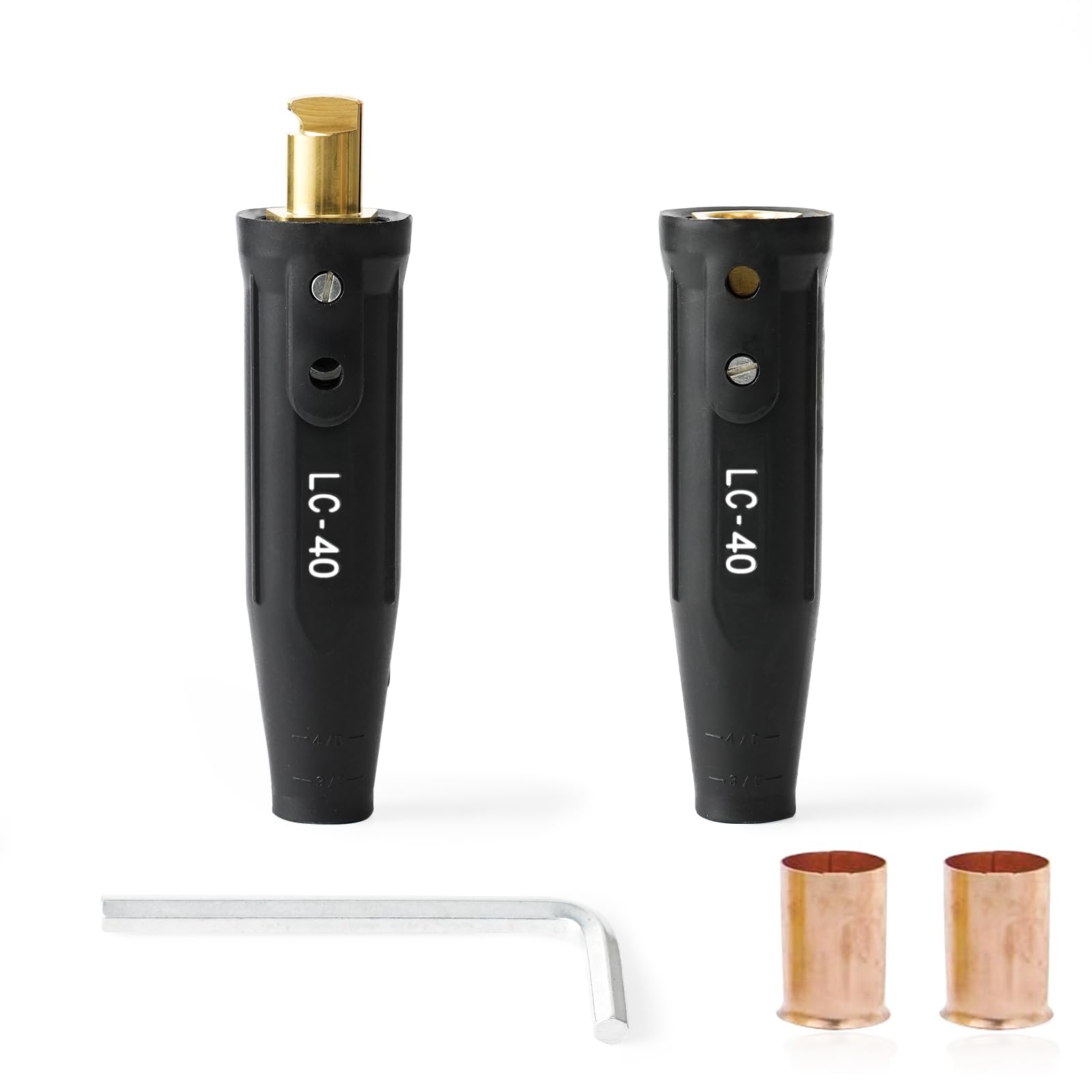 Welding Knight LC40 Welding Cable Connector Set Black Male and Female for 1/0 Thru 2/0 Cable Capacity 350 Amp 50-70 SQ-MM