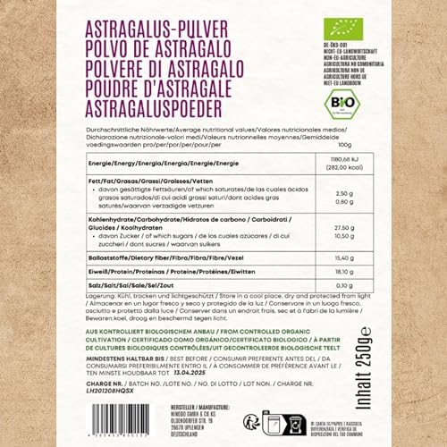 Astragalus Hofkraut Wurzelpulver Bio 250g – Tragant-Wurzelpulver