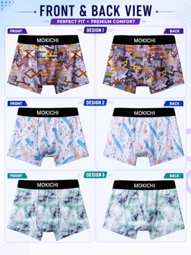 Image of Men's Printed Boxer Briefs | Comfortable Trunk-Style Innerwear with Elastic Waistband | Multicolor Pack of 3